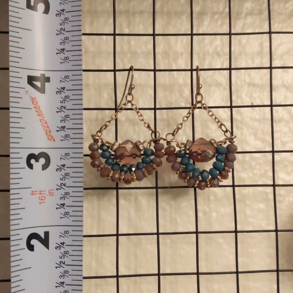 Blue & Purple Beaded Drop Earrings